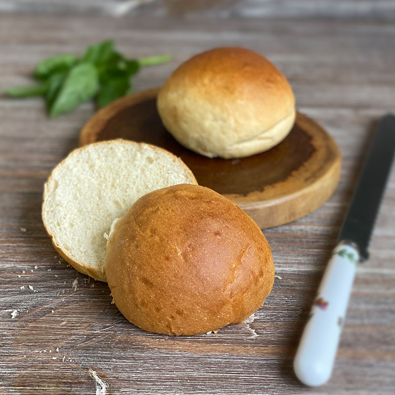 Pan brioche hamb 100gr c/y/sin sem. por paquete. Karu